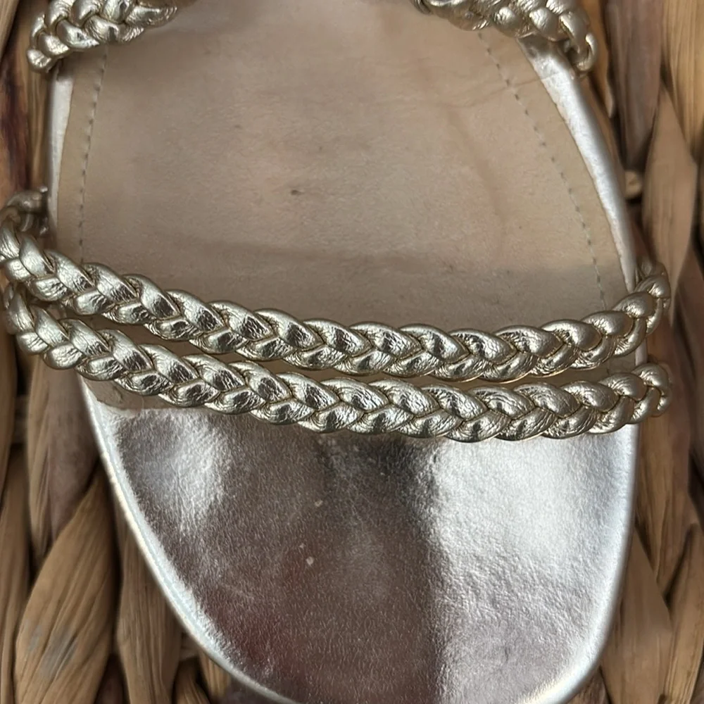 SCHUTZ size 8 Metallic Gold Braided Sandals - Picture 7 of 10